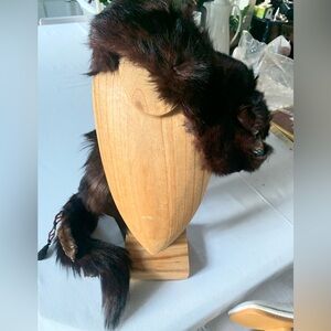 Vintage Mink Stole Collar Wrap 2 Full Pelts Dark Brown Black Accessory Costume